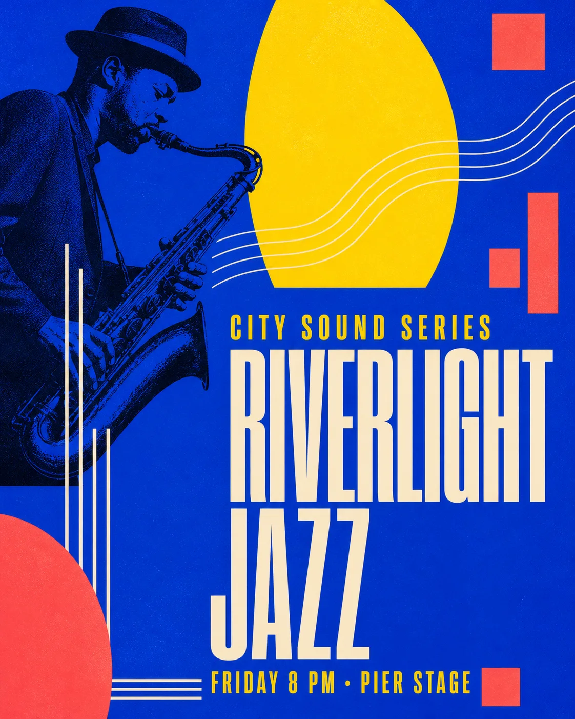 Jazz event poster reading Riverlight Jazz before the headline edit